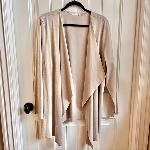 Soft Surroundings Cream Cardigan Sweater with Draped Front medium large - Picture 1 of 5